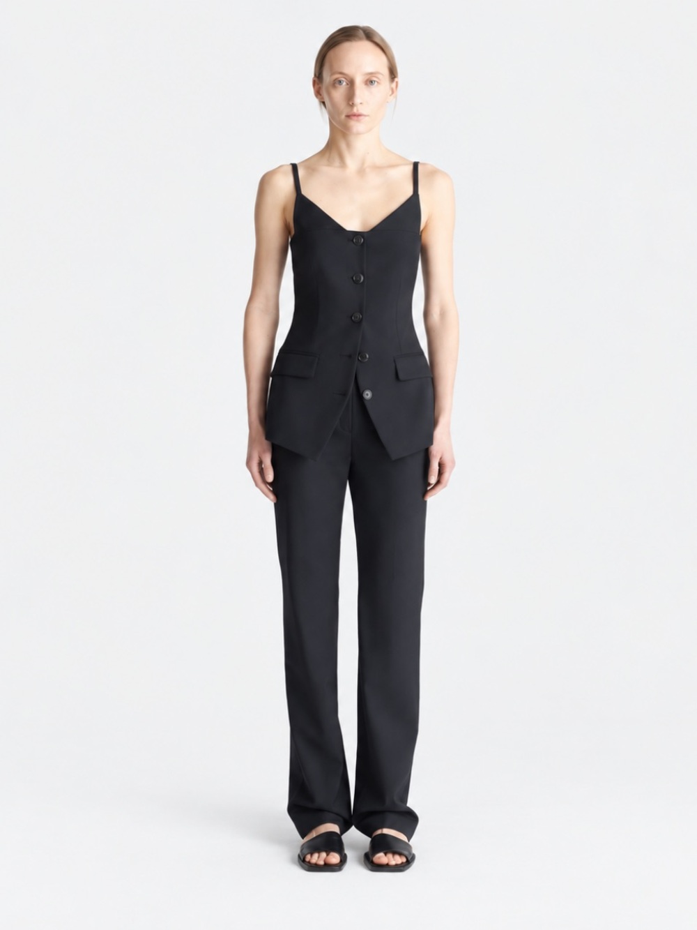 NWT Nanushka Irida Black Wool Tailored Bootcut Pants S